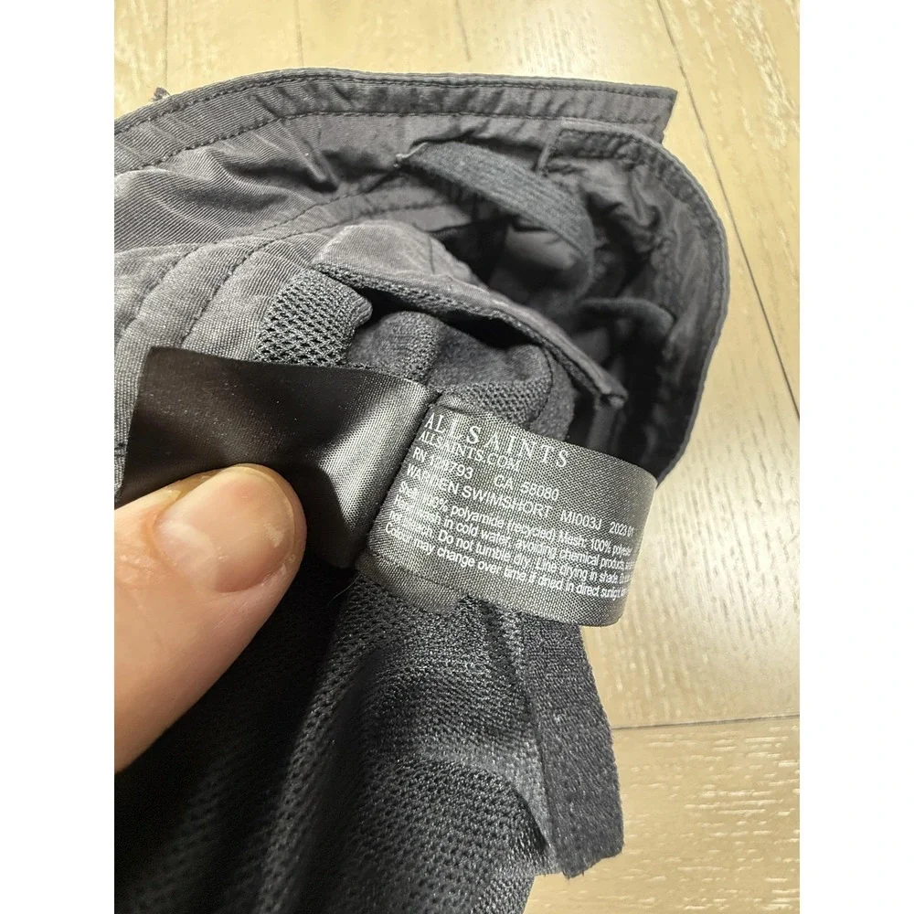 AllSaints Swim Trunks Shorts‎ Mens Small Black Warren Mesh Lined Elastic Waist